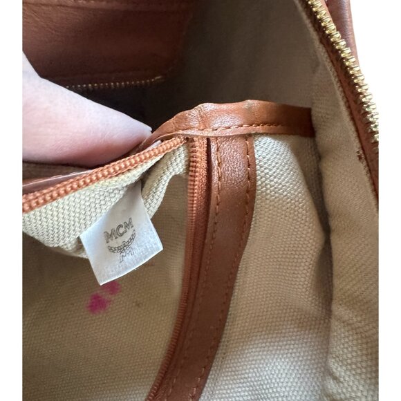 Authentic MCM Blue Stripe Tote Cognac Monogram - Picture 14 of 15